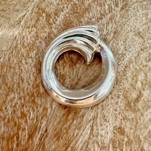 Sterling Silver Wave Pin / Pendant - taxco mexico‎ ocean organic circle large